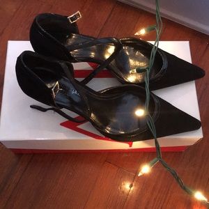SALE- Anne Klein Anticipate Black Suede Heels 6.5